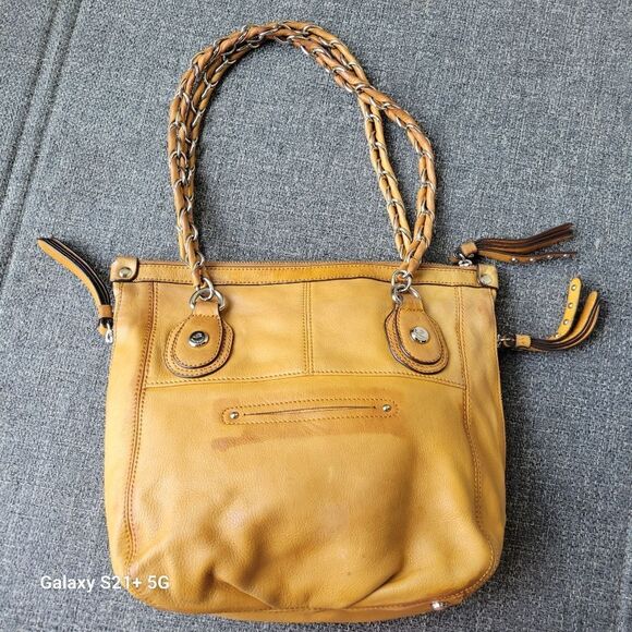 B Makowsky yellow leather shoulder bag - Picture 2 of 9